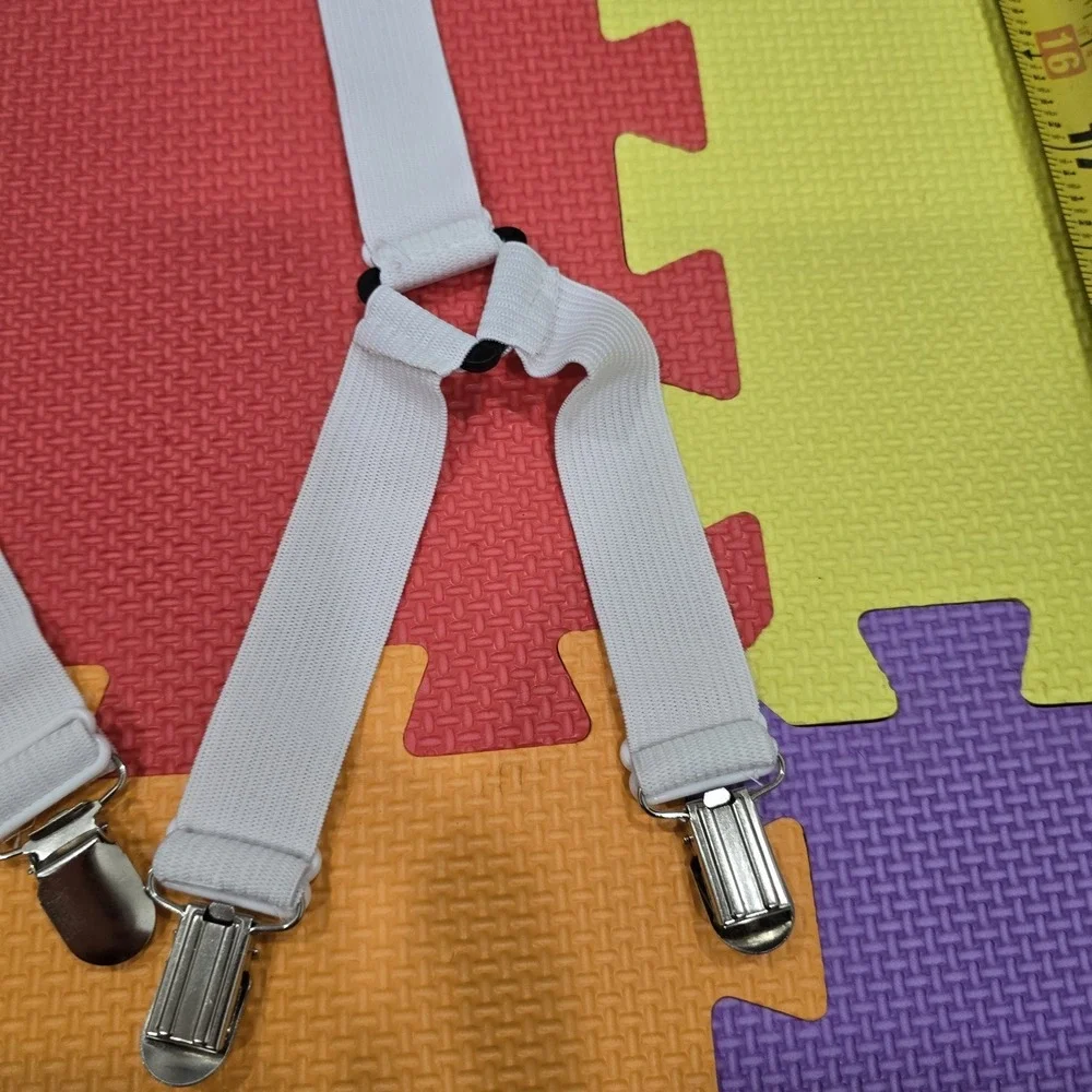 White‎ Elastic Bed Sheet Straps - Adjustable Corner Clips Grippers Fasteners